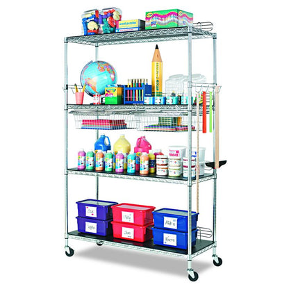 NSF Certified Industrial Four-Shelf Wire Shelving Kit, 36w x 24d x 72h, Silver