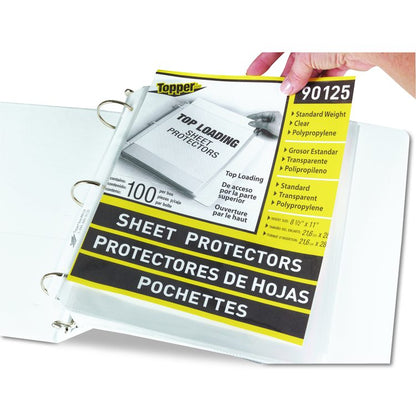 Polypropylene Sheet Protectors, Medium-Duty, Side: 3-Hole Punched, Top Load 8.5 x 11 Insert, Clear Front, 100/Box