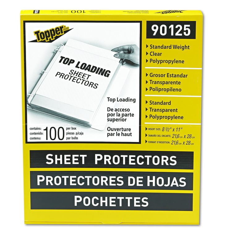 Polypropylene Sheet Protectors, Medium-Duty, Side: 3-Hole Punched, Top Load 8.5 x 11 Insert, Clear Front, 100/Box