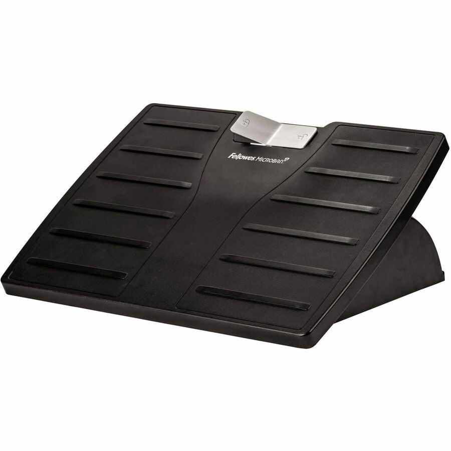 Fellowes Office Suites Adjustable Footrest - 30&deg, Tilt - Black, Silver - Plastic - 1 Each