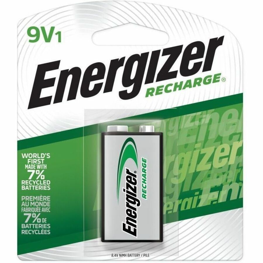 Energizer 9-Volt Recharge Batteries - For Multipurpose - Battery Rechargeable - 9V - 175 mAh - 8.4 V DC - 1 Year Shelf Life - 1 Each