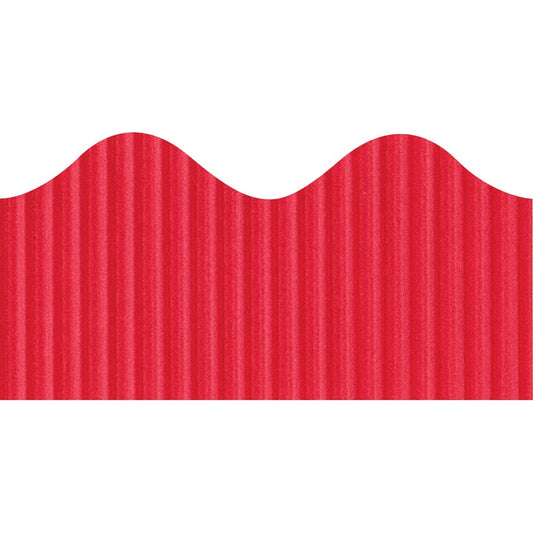 Bordette Decorative Border - Rectangle with Scalloped Trim Shape - Pin-up - Flame - Fadeless - 4" Height x 2.25" Width x 600" Length - Dark Red - Paper - 1 Roll