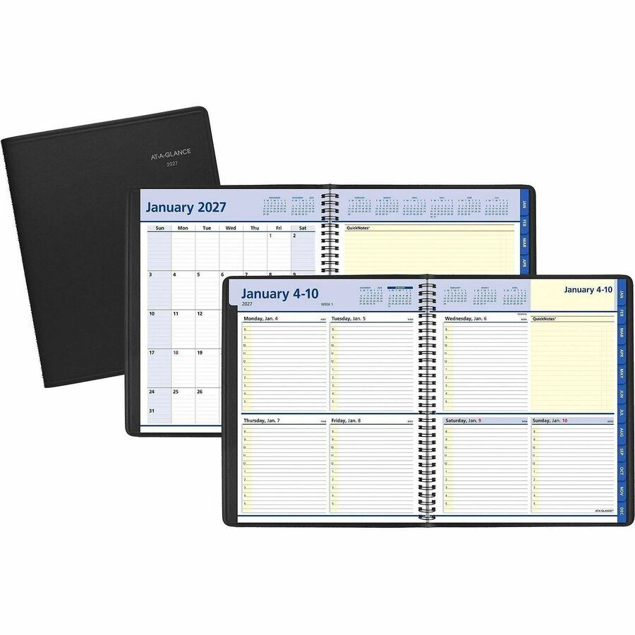 At-A-Glance QuickNotes Appointment Book Planner - Large - Julian Dates - Weekly, Monthly - 12 Month - January 2027 to December 2027 - 8:00 AM to 5:00 PM - Hourly - 1 Week, 1 Month Double Page Layout - 8" x 10" Sheet Size - White Sheet - Wire Bound - Si...