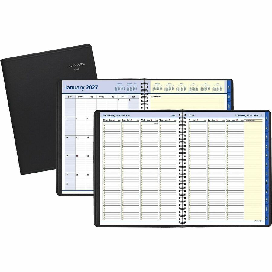 At-A-Glance QuickNotes Appointment Book Planner - Large - Julian Dates - Weekly, Monthly - 12 Month - January 2027 to December 2027 - 8:00 AM to 8:45 PM - Quarter-hourly, 8:00 AM to 8:45 PM - Monday - Sunday - 1 Week, 1 Month Double Page Layout - 8 3/4...