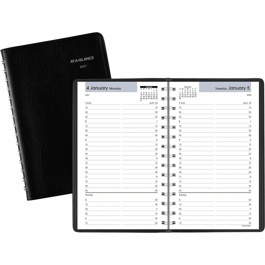 At-A-Glance DayMinder Appointment Book Planner - Small - Julian Dates - Daily - 12 Month - January 2027 to December 2027 - 7:00 AM to 7:45 PM - Quarter-hourly, 7:00 AM to 7:45 PM - Monday - Friday, 7:00 AM to 7:45 PM - 1 Day Single Page Layout - 5" x 8...