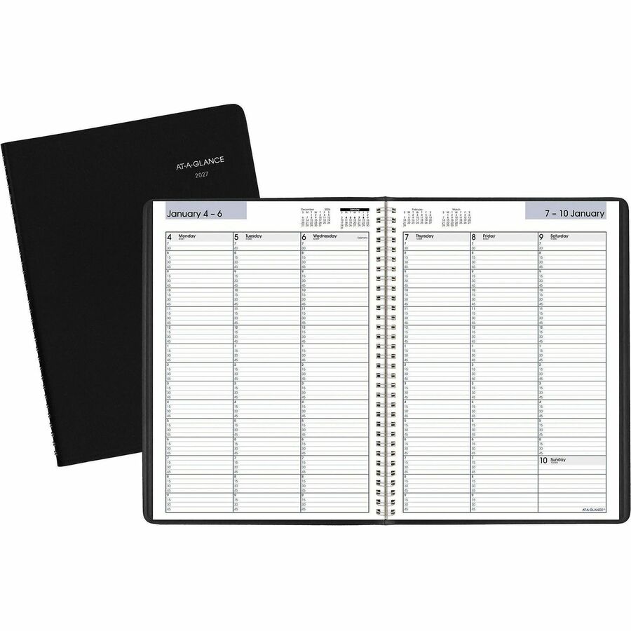 At-A-Glance DayMinder Appointment Book Planner - Large - Julian Dates - Weekly - 12 Month - January 2027 to December 2027 - 7:00 AM to 9:45 PM - Quarter-hourly, 7:00 AM to 6:45 PM - Quarter-hourly, 7:00 AM to 6:45 PM - Saturday - 1 Week Double Page Lay...