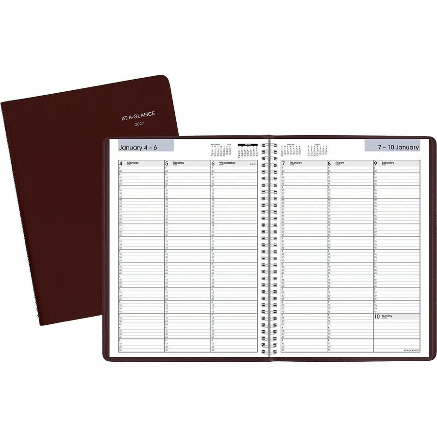 At-A-Glance DayMinder Appointment Book Planner - Large - Julian Dates - Weekly - 12 Month - January 2027 to December 2027 - 7:00 AM to 9:45 PM - Quarter-hourly, 7:00 AM to 6:45 PM - Saturday - 1 Week Double Page Layout - 8" x 11" Sheet Size - White She...