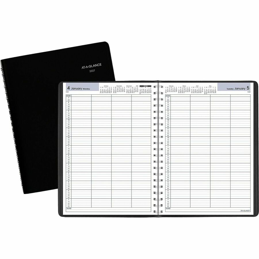At-A-Glance DayMinder Four Person Group Appointment Book - Large - Julian Dates - Daily - 12 Month - January 2027 to December 2027 - 7:00 AM to 7:45 PM - Quarter-hourly, 7:00 AM to 5:45 PM - Quarter-hourly, 7:00 AM to 7:45 PM - Monday - Friday, 7:00 AM...