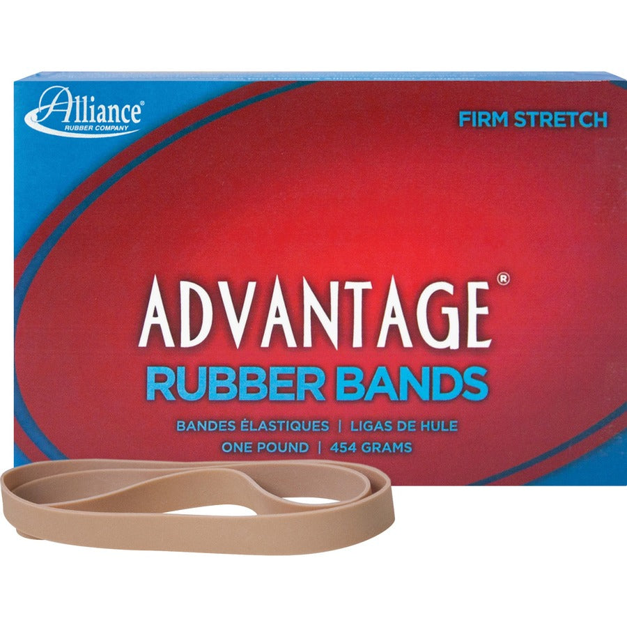 Alliance Rubber Advantage Rubber Bands - Size: #107 - 7" Length x 0.6" Width - Stretchable, Elastic - Natural Crepe - 1 Box