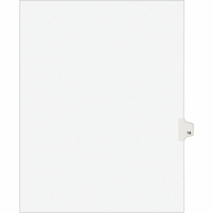 Avery&reg, Individual Legal Exhibit Dividers - Avery Style - 1 Printed Tab(s) - Digit - 16 - 1 Tab(s)/Set - 8.5" Divider Width x 11" Divider Length - Letter - White Paper Divider - Paper Tab(s) - 20% - Reinforced Tab, Rip Proof, Unpunched - 1 Pack