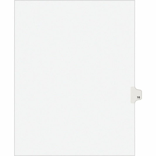 Avery, Individual Legal Exhibit Dividers - Avery Style - 1 Printed Tab(s) - Digit - 16 - 1 Tab(s)/Set - 8.5" Divider Width x 11" Divider Length - Letter - White Paper Divider - Paper Tab(s) - 20% - Reinforced Tab, Rip Proof, Unpunched - 1 Pack