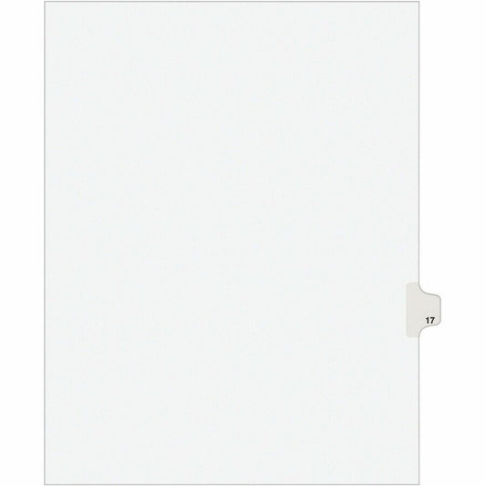Avery, Individual Legal Exhibit Dividers - Avery Style - 1 Printed Tab(s) - Digit - 17 - 1 Tab(s)/Set - 8.5" Divider Width x 11" Divider Length - Letter - White Paper Divider - Paper Tab(s) - 20% - Reinforced Tab, Rip Proof, Unpunched - 1 Pack