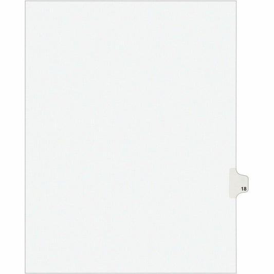 Avery, Individual Legal Exhibit Dividers - Avery Style - 1 Printed Tab(s) - Digit - 18 - 1 Tab(s)/Set - 8.5" Divider Width x 11" Divider Length - Letter - White Paper Divider - Paper Tab(s) - 20% - Reinforced Tab, Rip Proof, Unpunched - 1 Pack