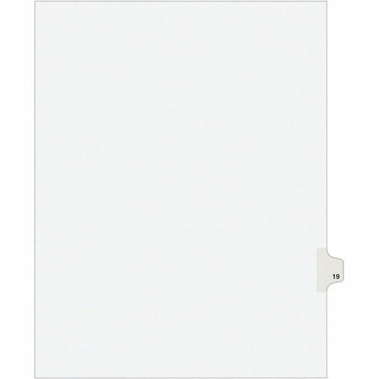 Avery, Individual Legal Exhibit Dividers - Avery Style - 1 Printed Tab(s) - Digit - 19 - 1 Tab(s)/Set - 8.5" Divider Width x 11" Divider Length - Letter - White Paper Divider - Paper Tab(s) - 20% - Reinforced Tab, Rip Proof, Unpunched - 1 Pack