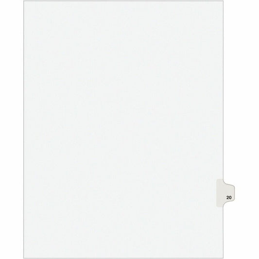 Avery, Individual Legal Exhibit Dividers - Avery Style - 1 Printed Tab(s) - Digit - 20 - 1 Tab(s)/Set - 8.5" Divider Width x 11" Divider Length - Letter - White Paper Divider - Paper Tab(s) - 20% - Reinforced Tab, Rip Proof, Unpunched - 1 Pack