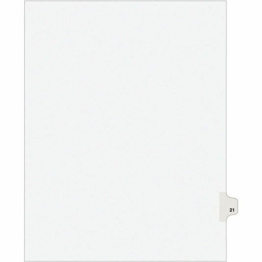 Avery, Individual Legal Exhibit Dividers - Avery Style - 1 Printed Tab(s) - Digit - 21 - 1 Tab(s)/Set - 8.5" Divider Width x 11" Divider Length - Letter - White Paper Divider - White Tab(s) - 20% - Reinforced Tab, Rip Proof, Unpunched - 1 Pack