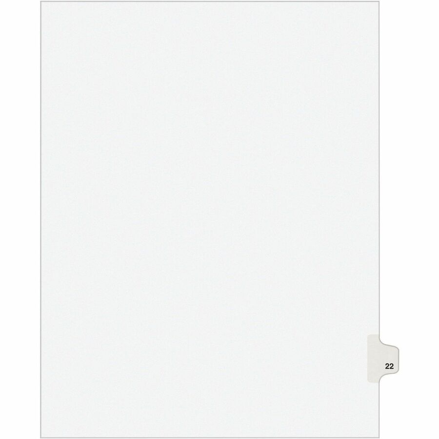 Avery&reg, Individual Legal Exhibit Dividers - Avery Style - 1 Printed Tab(s) - Digit - 22 - 1 Tab(s)/Set - 8.5" Divider Width x 11" Divider Length - Letter - White Paper Divider - Paper Tab(s) - 20% - Reinforced Tab, Rip Proof, Unpunched - 1 Pack