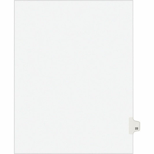 Avery, Individual Legal Exhibit Dividers - Avery Style - 1 Printed Tab(s) - Digit - 22 - 1 Tab(s)/Set - 8.5" Divider Width x 11" Divider Length - Letter - White Paper Divider - Paper Tab(s) - 20% - Reinforced Tab, Rip Proof, Unpunched - 1 Pack