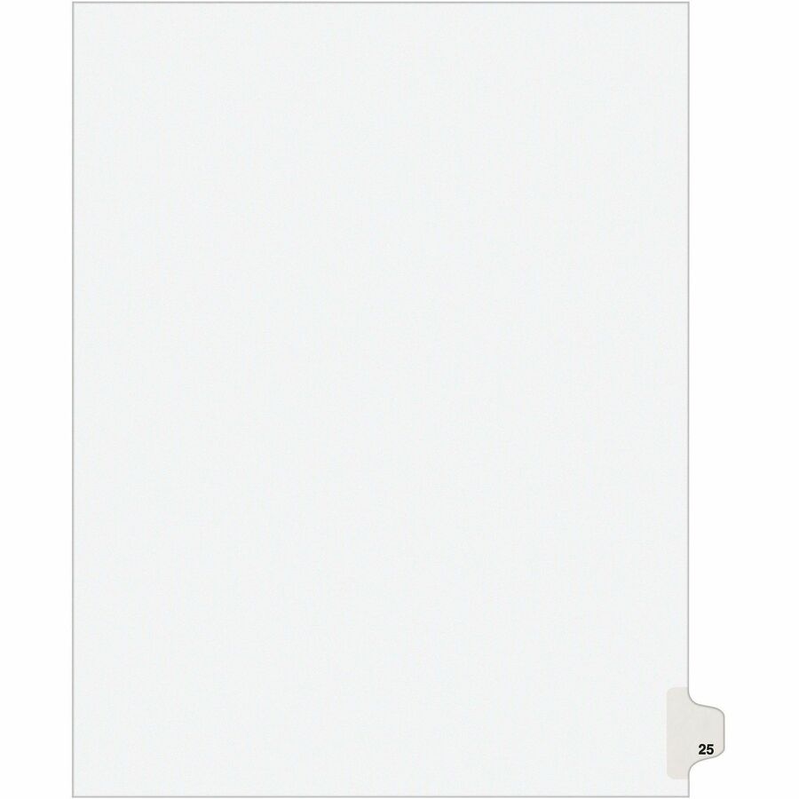 Avery&reg, Individual Legal Exhibit Dividers - Avery Style - 1 Printed Tab(s) - Digit - 25 - 1 Tab(s)/Set - 8.5" Divider Width x 11" Divider Length - Letter - White Paper Divider - Paper Tab(s) - 20% - Reinforced Tab, Rip Proof, Unpunched - 1 Pack