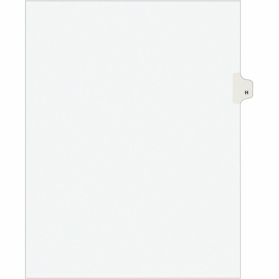 Avery&reg, Individual Legal Exhibit Dividers - Avery Style - 25 x Divider(s) - Printed Tab(s) - Character - H - 1 Tab(s)/Set - 8.5" Divider Width x 11" Divider Length - Letter - White Paper Divider - White Tab(s) - 20% - Reinforced Tab, Rip Proof, Unpu...