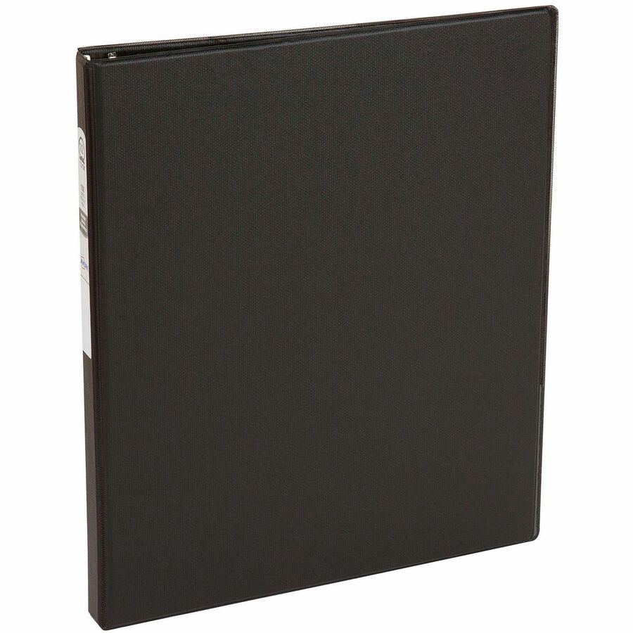 Avery&reg, Economy Binder - 1/2" Binder Capacity - Letter - 8 1/2" x 11" Sheet Size - 100 Sheet Capacity - 3 Ring - Fastener: Round Ring - Pocket: 2, Internal - Vinyl - Black - Recycled - Stain Resistant - 1 Each