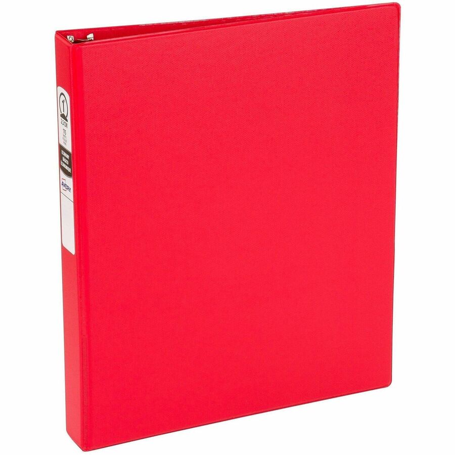 Avery&reg, Economy Binder - 1" Binder Capacity - Letter - 8 1/2" x 11" Sheet Size - 175 Sheet Capacity - 3 Ring - Fastener: Round Ring - Pocket: 2, Internal - Vinyl - Red - Non Locking Mechanism - 1 Each