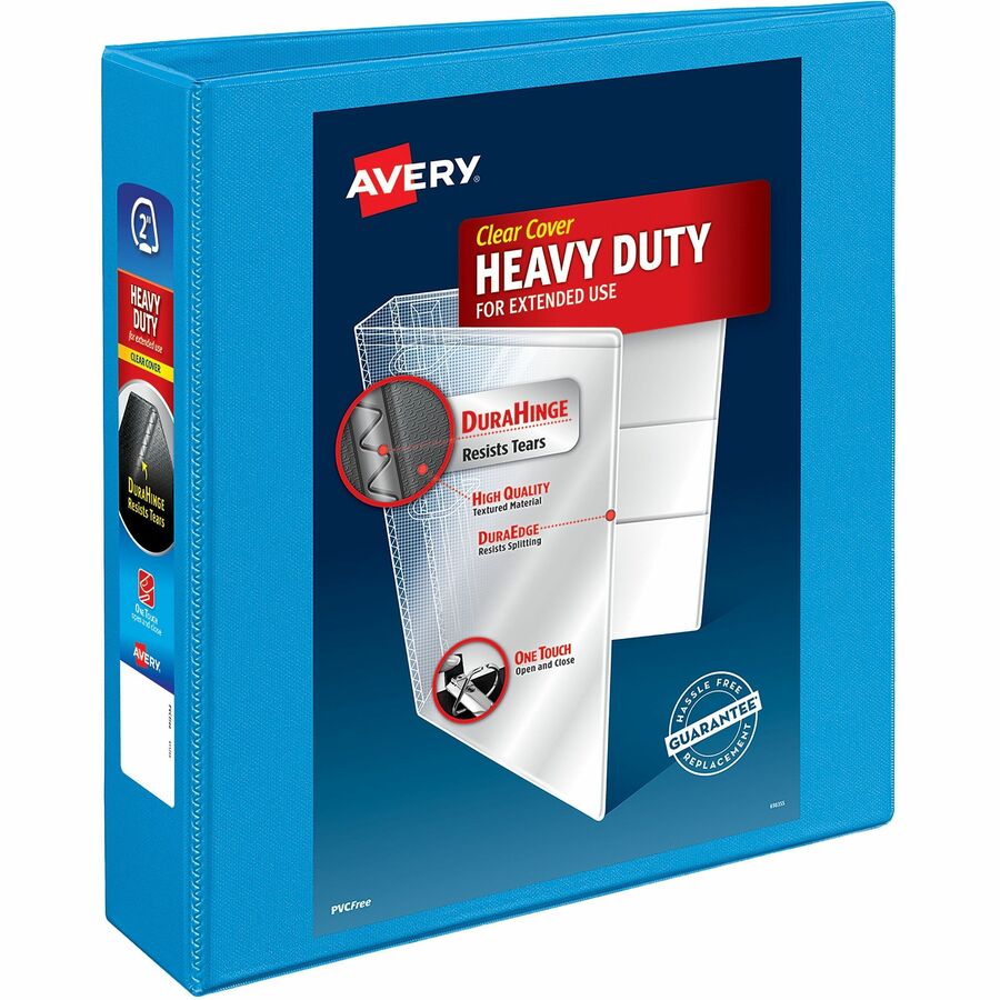 Avery&reg, Heavy-duty Nonstick View Binder - 2" Binder Capacity - Letter - 8 1/2" x 11" Sheet Size - 500 Sheet Capacity - 3 Ring - Fastener: Slant D-Ring - Pocket: 4, Internal - Poly - Light Blue - Gap-free Ring, Non-stick, Stacked Pocket, Exposed Rive...