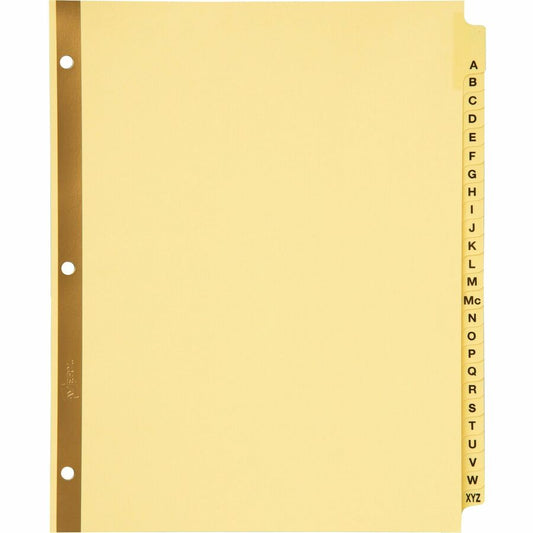 Avery, Laminated Dividers - Gold Reinforced - 25 x Divider(s) - Printed Tab(s) - Character - A-Z - 25 Tab(s)/Set - 8.5" Divider Width x 11" Divider Length - Letter - 3 Hole Punched - Buff Paper Divider - Buff Tab(s) - 30% Recycled - Laminated Tab...