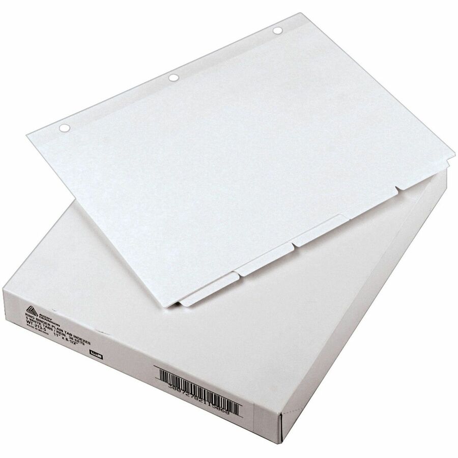 Avery&reg, Plain Tab Write-On Dividers - 5 x Divider(s) - 5 Tab(s)/Set - 8.5" Divider Width x 11" Divider Length - Letter - 3 Hole Punched - White Tab(s) - 0% - Reinforced, Non-laminated - 1 Box