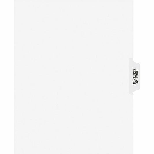 Avery, Individual Legal Exhibit Dividers - Avery Style - Unpunched - 25 x Divider(s) - 25 Printed Tab(s) - Message - Table of Contents - 25 Tab(s)/Set - 8.5" Divider Width x 11" Divider Length - Letter - White Paper Divider - Clear Tab(s) - 20% - R...