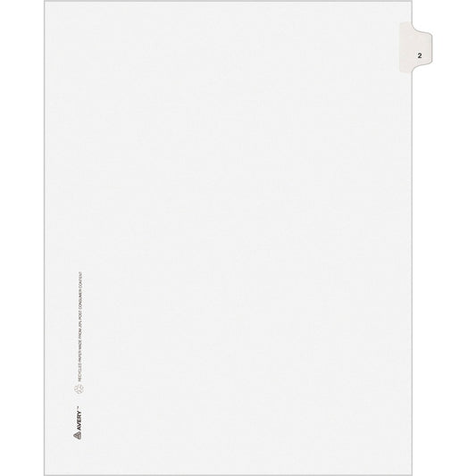 Avery, Individual Legal Exhibit Dividers - Avery Style - Unpunched - 25 x Divider(s) - 25 Printed Tab(s) - Digit - 2 - 1 Tab(s)/Set - 8.5" Divider Width x 11" Divider Length - Letter - White Paper Divider - White Tab(s) - 20% - Reinforced Tab, Rip...