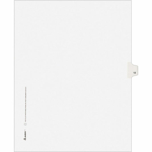 Avery, Individual Legal Exhibit Dividers - Avery Style - Unpunched - 25 x Divider(s) - 25 Printed Tab(s) - Digit - 12 - 1 Tab(s)/Set - 8.5" Divider Width x 11" Divider Length - Letter - White Paper Divider - White Tab(s) - 20% - Reinforced Tab, Rip...