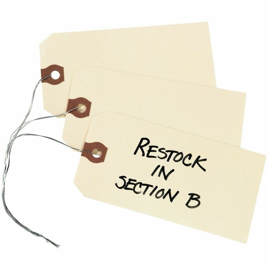Avery&reg, Shipping Tags - #9 - 4.75" Length x 2.37" Width - Rectangular - Wire Fastener - Card Stock, Pulp - Manila - 1000 / Box