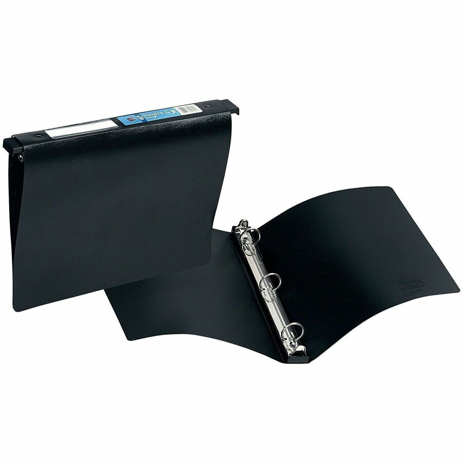 Avery&reg, Hanging Storage Flexible Binder - 1" Binder Capacity - Letter - 8 1/2" x 11" Sheet Size - 175 Sheet Capacity - 3 Ring - Fastener: Round Ring - Vinyl - Black - 9.28 oz - Gap-free Ring, Locking Ring, Label Holder, Non-stick, Sturdy, Flexible...