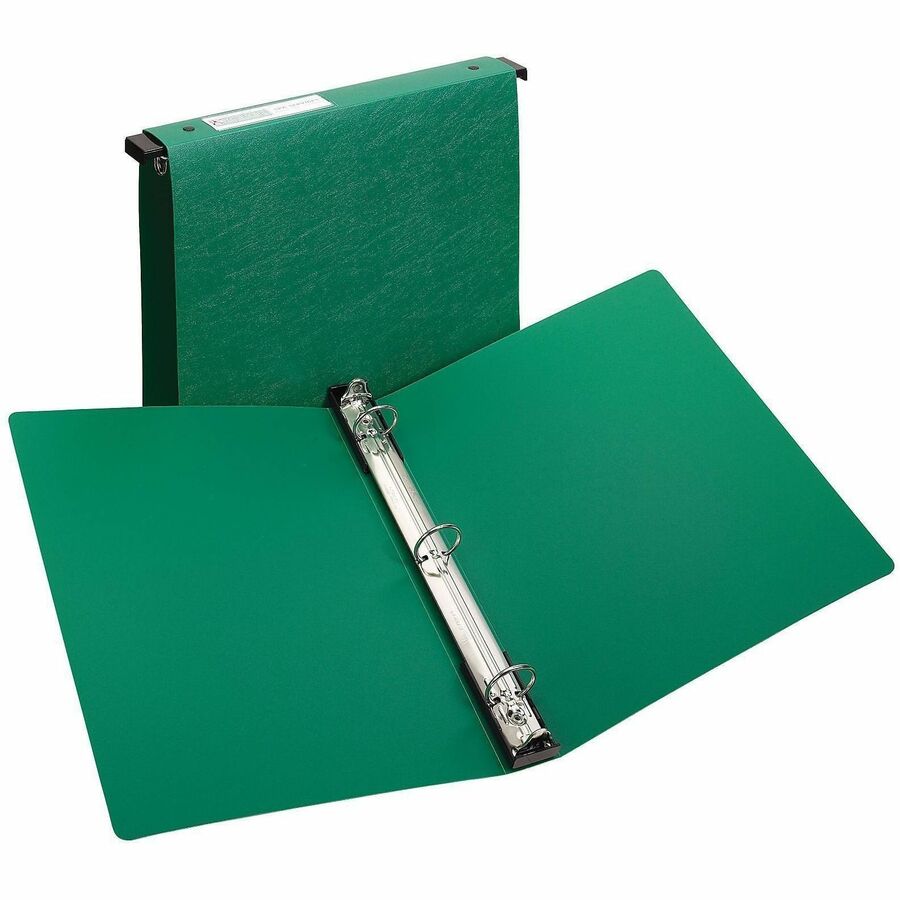 Avery&reg, Hanging Storage Flexible Binder - 1" Binder Capacity - Letter - 8 1/2" x 11" Sheet Size - 175 Sheet Capacity - 3 Ring - Fastener: Round Ring - Vinyl - Green - 9.28 oz - Gap-free Ring, Locking Ring, Non-stick, Label Holder, Flexible, Sturdy...