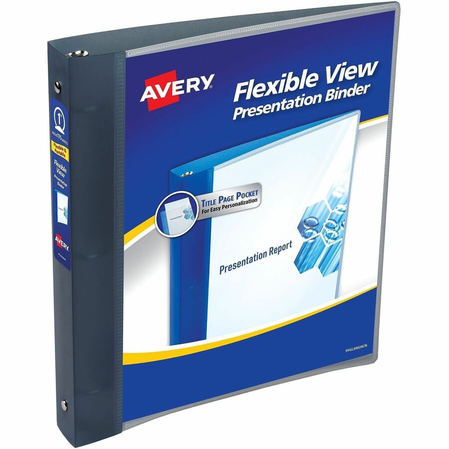 Avery&reg, Flexible View 3 Ring Binder, 1 Inch Round Rings, 1 Gray Binder (17676) - 1" Binder Capacity - Letter - 8 1/2" x 11" Sheet Size - 175 Sheet Capacity - 1 2/5" Spine Width - 3 Ring - Fastener: Round Ring - Pocket: 0 - Polypropylene - Gray - Fle...