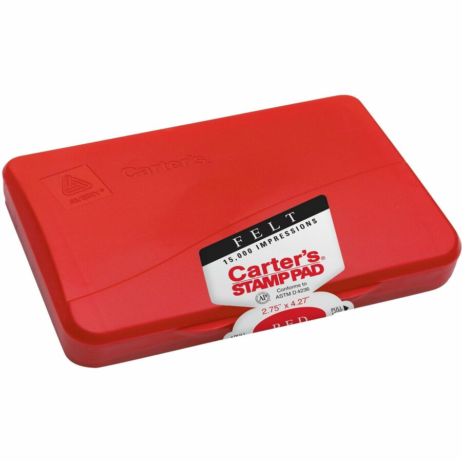 Carter's&reg, Felt Red Stamp Pad, 2.75" x 4.27" (21071) - 2.8" Width x 4.3" Length - Felt Pad - Red Ink - Red - 1 Each