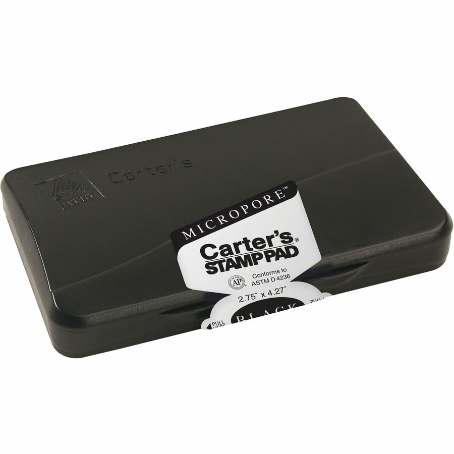 Carter's&reg, Micropore Black Stamp Pad, 2.75" x 4.27" - 2.8" Width x 4.3" Length - Black Ink - Black - 1 Each