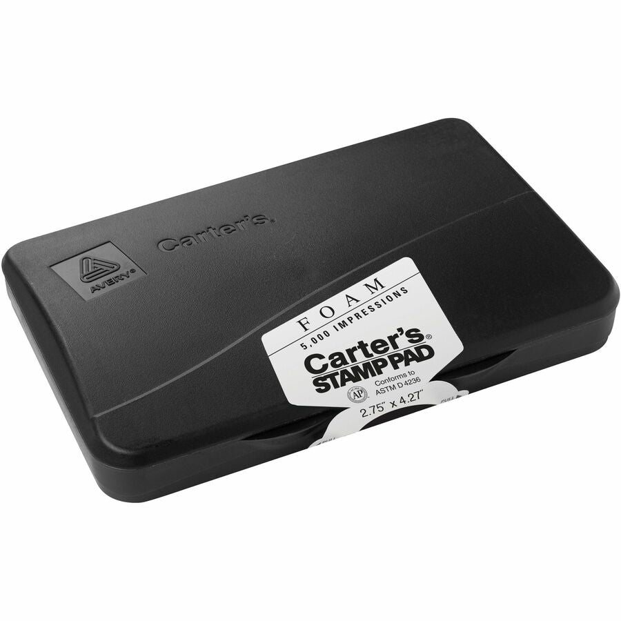Carter's&reg, Foam Black Stamp Pad, 2.75" x 4.27" (21381) - 2.8" Width x 4.3" Length - Foam Pad - Black Ink - Black - 1 Each
