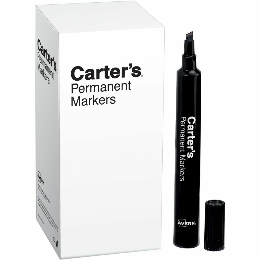 Carter's&reg, Permanent Markers, Large Desk-Style, 12 Black (27178) - 4.7625" Chisel Marker Point - Black Ink - Office, Warehouse, Classroom, Metal, Plastic - 12