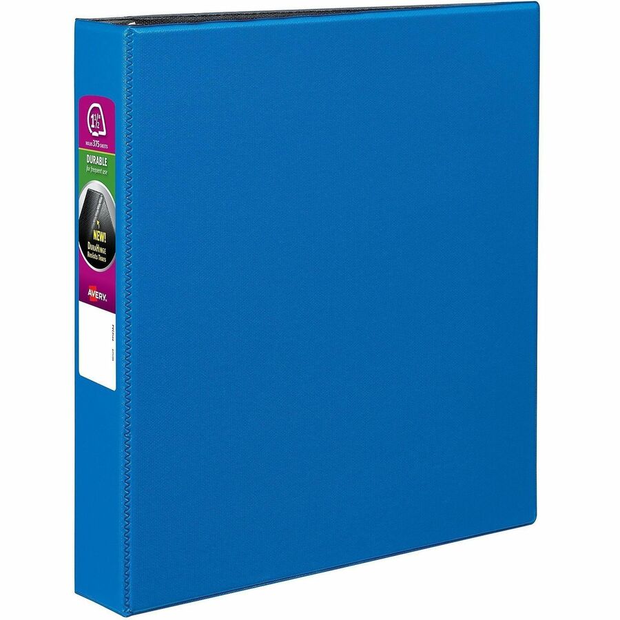 Avery&reg, Durable Binder - DuraHinge - 1 1/2" Binder Capacity - Letter - 8 1/2" x 11" Sheet Size - 375 Sheet Capacity - 3 Ring - Fastener: Slant D-Ring - Pocket: 2, Internal - Blue - Gap-free Ring, Stacked Pocket, Exposed Rivet, Durable - 1 Each