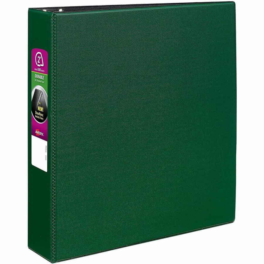 Avery&reg, Durable Binder - DuraHinge - 2" Binder Capacity - Letter - 8 1/2" x 11" Sheet Size - 500 Sheet Capacity - 3 Ring - Fastener: Slant D-Ring - Pocket: 2, Internal - Green - Gap-free Ring, Stacked Pocket, Exposed Rivet, Durable - 1 Each
