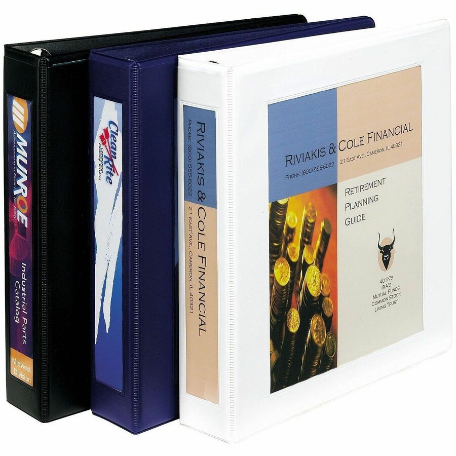 Avery&reg, Heavy-Duty Framed View 3-Ring Binder - 1 1/2" Binder Capacity - Letter - 8 1/2" x 11" Sheet Size - 400 Sheet Capacity - 400 x 1.50" Ring - Fastener: Ring - Pocket: 2, Internal - Vinyl - White - Adhesive, Business Card Holder, Clear Overlay...