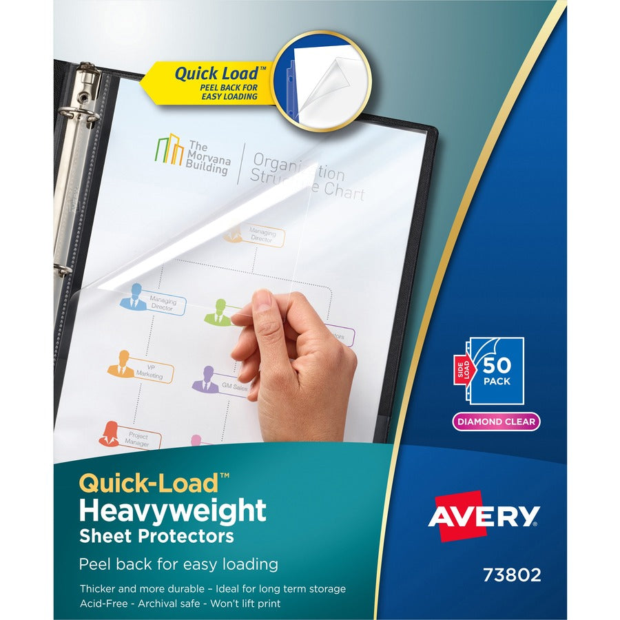 Avery&reg, Quick-Load Sheet Protectors - For Letter 8 1/2" x 11" Sheet - Clear - Polypropylene - 50 / Box