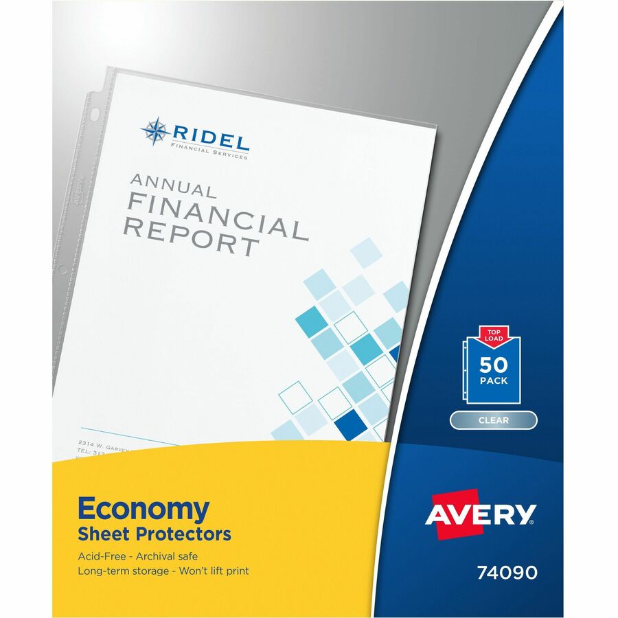 Avery&reg, Economy-Weight Sheet Protectors - For Letter 8 1/2" x 11" Sheet - Clear - Polypropylene - 50 / Box