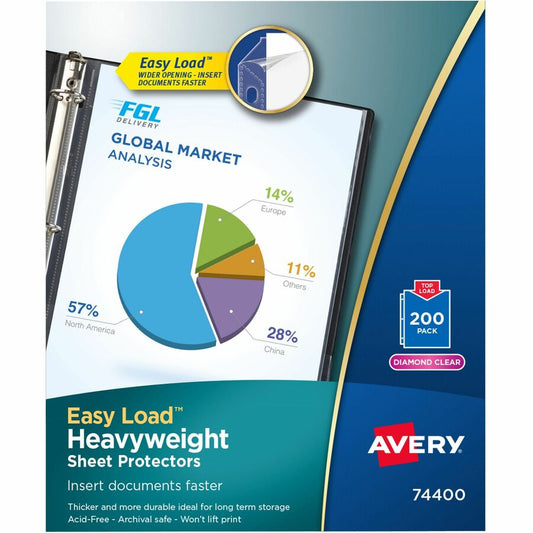 Avery, Heavyweight Sheet Protectors - For Letter 8 1/2" x 11" Sheet - Diamond Clear - Polypropylene - 200 / Box