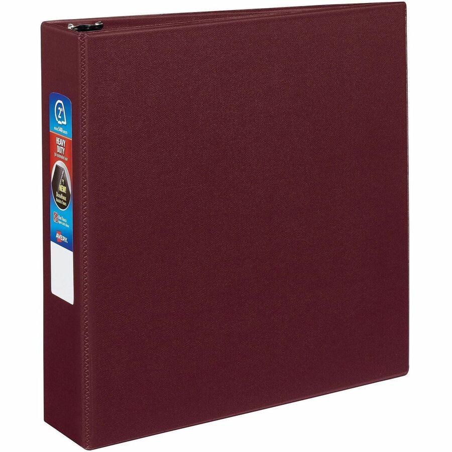 Avery&reg, 2" Heavy-Duty Binder - 2" Binder Capacity - Letter - 8 1/2" x 11" Sheet Size - 540 Sheet Capacity - 2" Ring - Fastener: Ring - Pocket: 4, Internal - Polypropylene - Maroon - Pocket, Heavy Duty, One Touch Ring, Long Lasting, Tear Resistant, S...