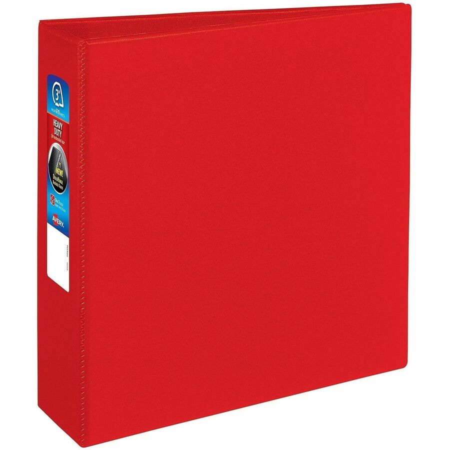 Avery&reg, Heavy-Duty Binders with One Touch EZD Rings - 3" Binder Capacity - Letter - 8 1/2" x 11" Sheet Size - 670 Sheet Capacity - 3" Ring - Fastener: Ring - Pocket: 4, Internal - Polypropylene - Red - Pocket, Heavy Duty, One Touch Ring, Long Lastin...