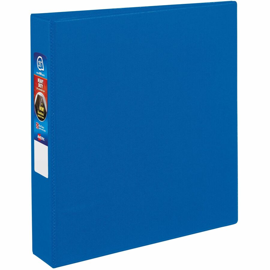 Avery&reg, Heavy-duty Binder - One-Touch Rings - DuraHinge - 1 1/2" Binder Capacity - Letter - 8 1/2" x 11" Sheet Size - 400 Sheet Capacity - 1.50" Ring - Fastener: Ring - Pocket: 4, Internal - Polypropylene - Blue - Pocket, Heavy Duty, One Touch Ring...
