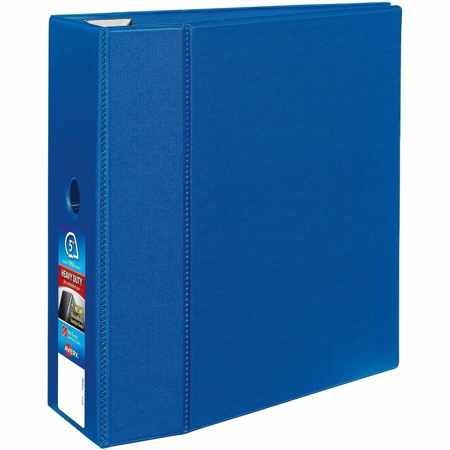 Avery&reg, Heavy-Duty Binders with Locking One Touch EZD Rings & Thumb Notch - 5" Binder Capacity - Letter - 8 1/2" x 11" Sheet Size - 1050 Sheet Capacity - 3 x 5" Ring - Fastener: Ring - Pocket: 4, Internal - Polypropylene - Blue - Pocket, One Touch R...